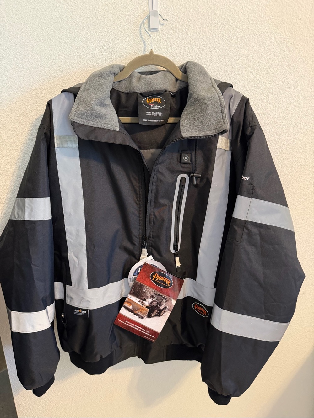 PIONEER Black Work Raincoat with Reflective Stripes